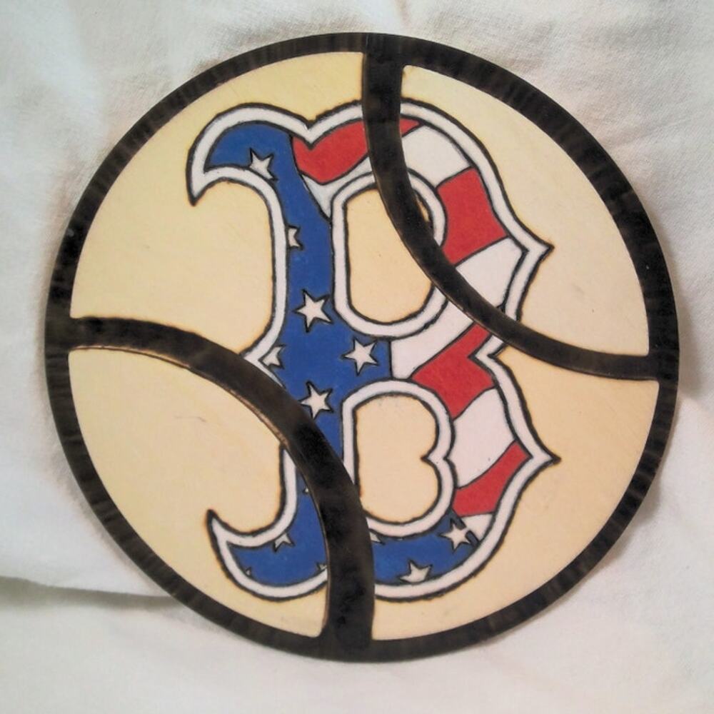Handcrafted Boston Red Sox Stars/Stripes Logo Wood Baseball Plaque MLB